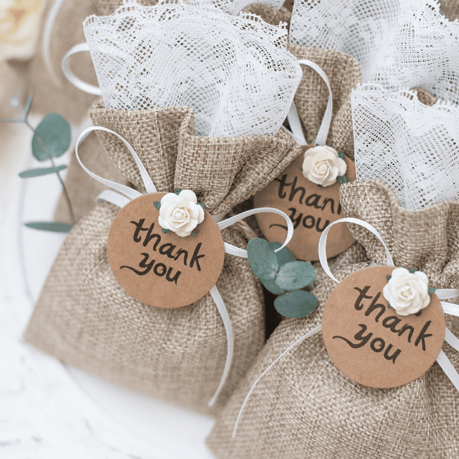 burlap gift bags