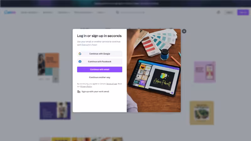Canva Website - Sign Up