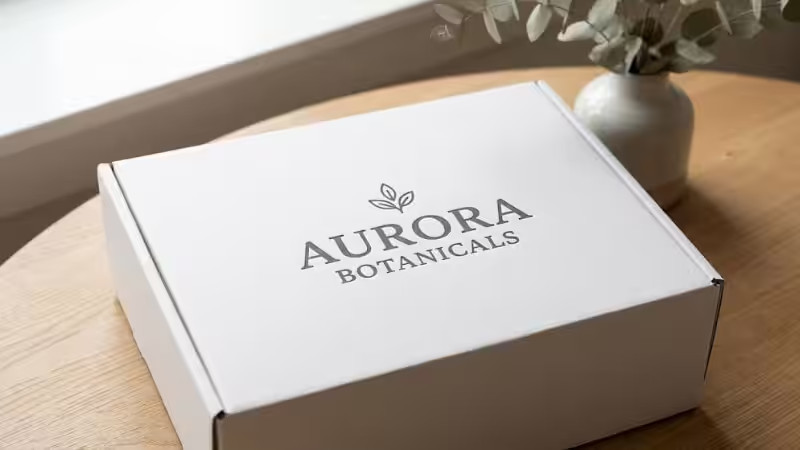 a white minimalist product box that the brand logo is at the center
