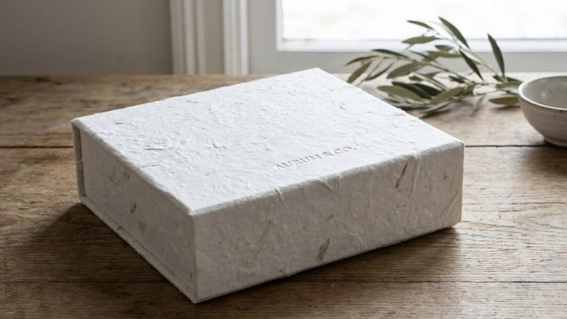 a white textured paper box