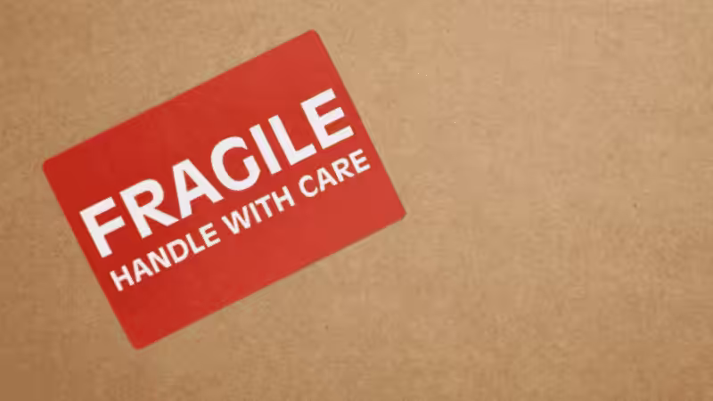 "Fragile" label on the shipping box