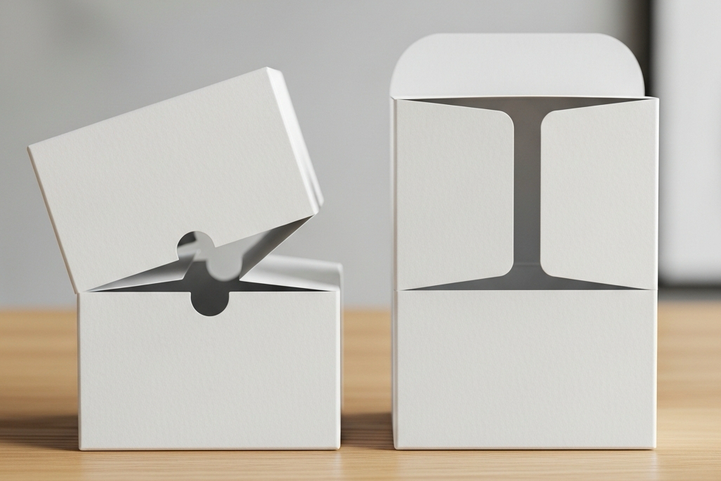 Reverse tuck boxes and straight tuck boxes