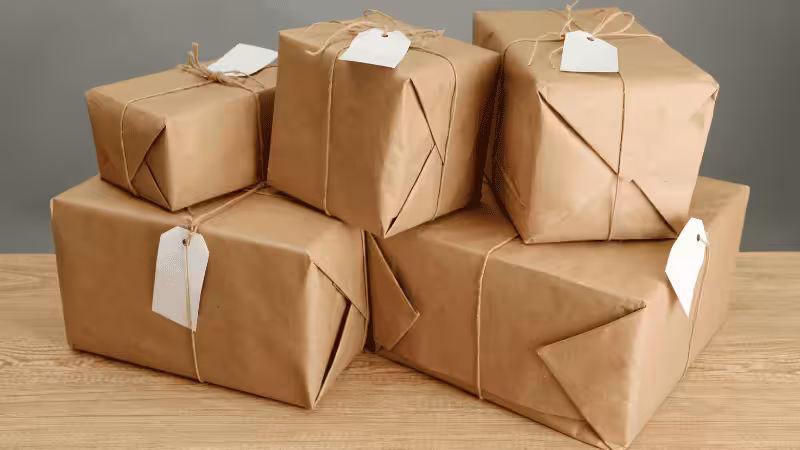boxes with kraft paper wrapper