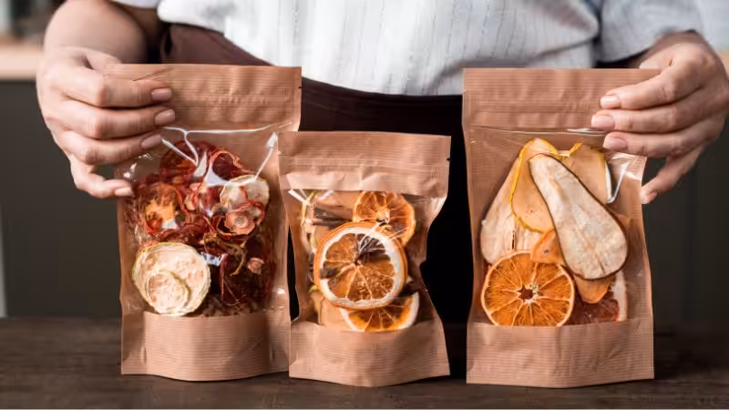 Flexible packaging bags with dried fruits
