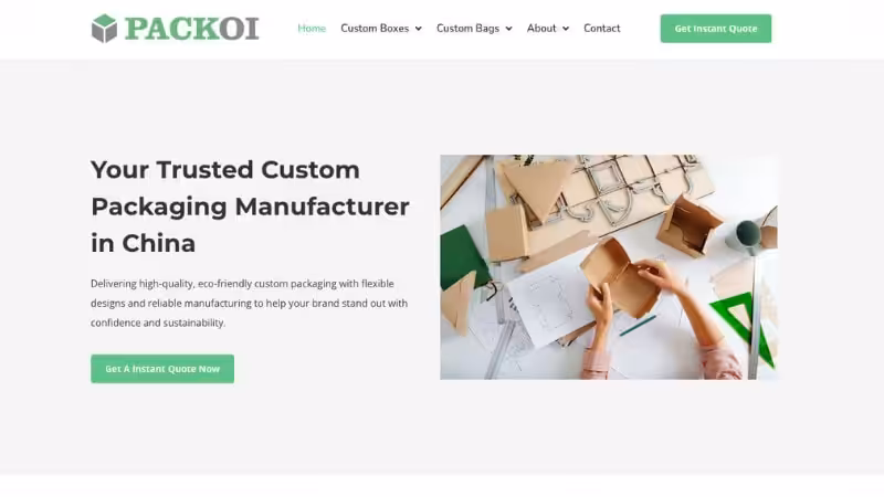 the Home page of Packoi Printing