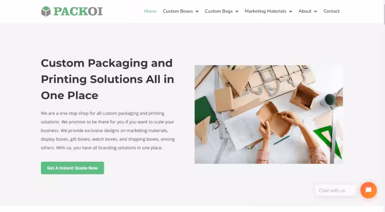 the home page of Packoi