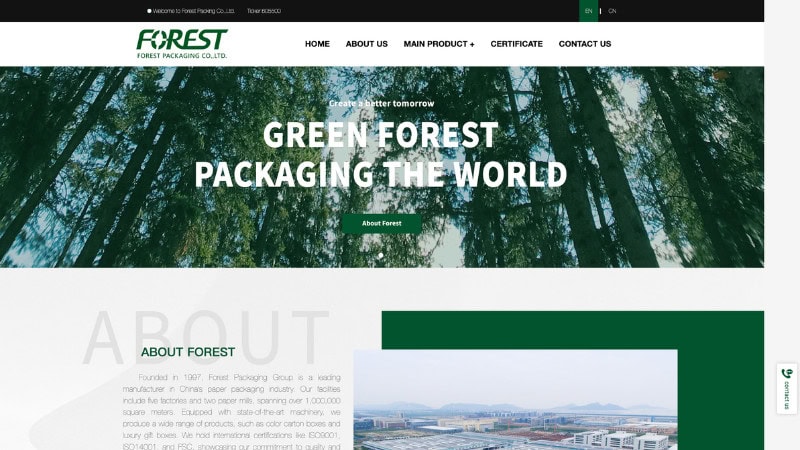 the home page of 8. Forest Packaging