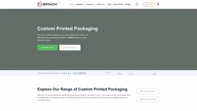 the home page of Epack Printing