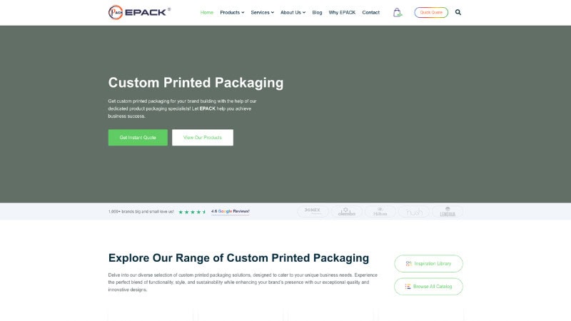the home page of Epack Printing