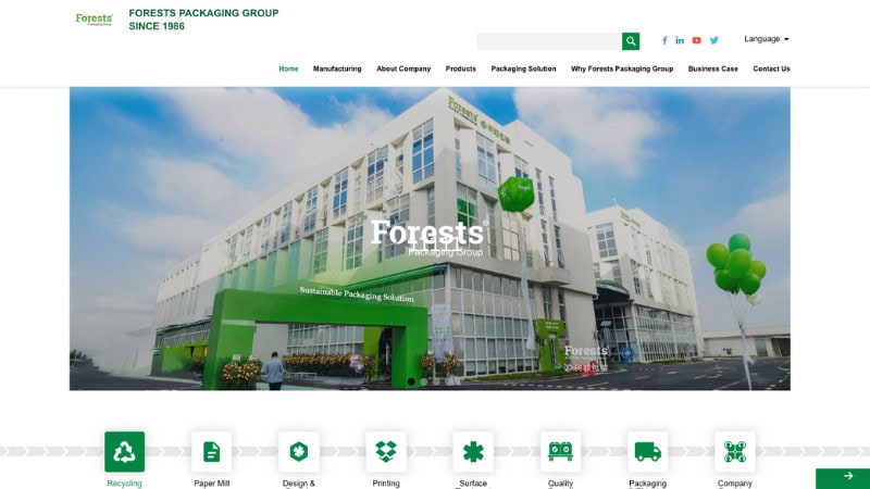 the home page of Woods Packaging