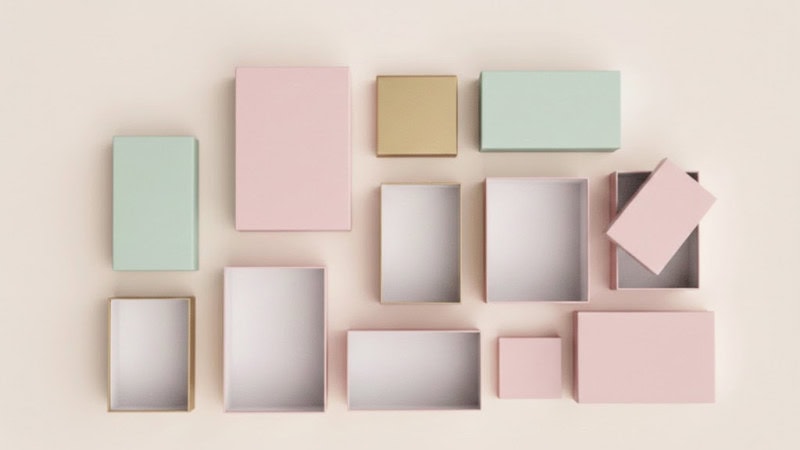 shoe boxes of different colors