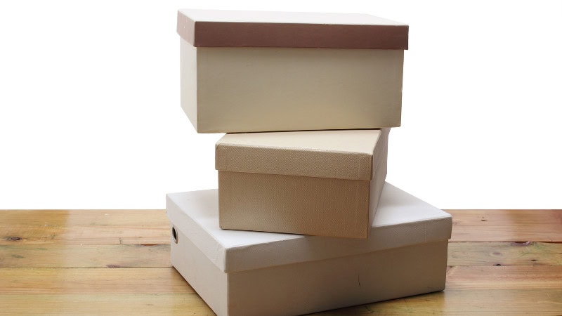 stacked shoe boxes