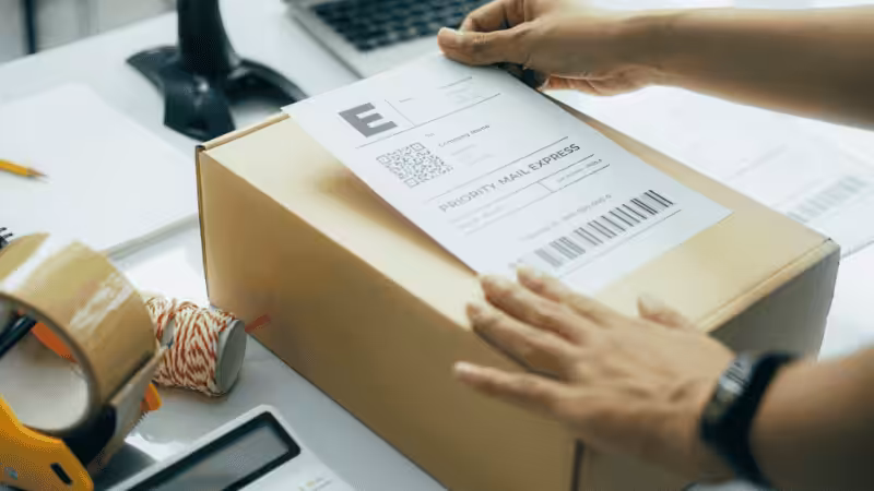 using a label on a box