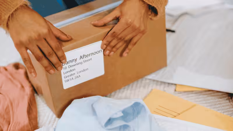 label on a cardboard box