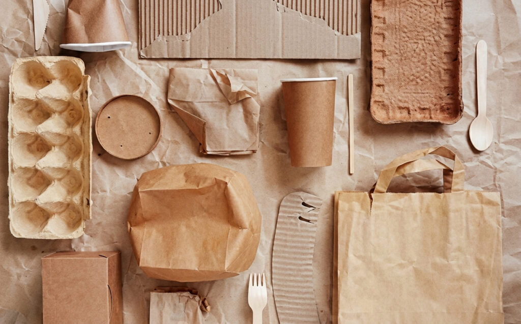 Recycled paper packaging materials