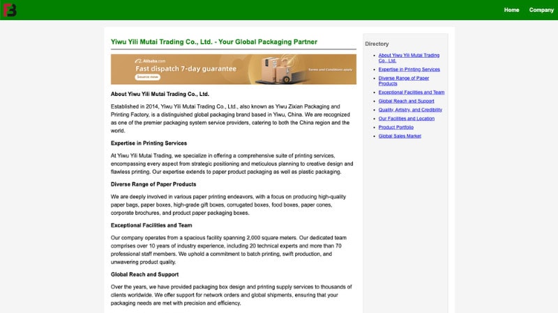 the home page of Yiwu Yili Mutai Trading Co., Ltd.