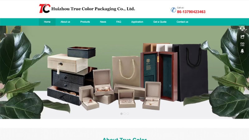 the home page of Huizhou True Color Packaging Co., Ltd.