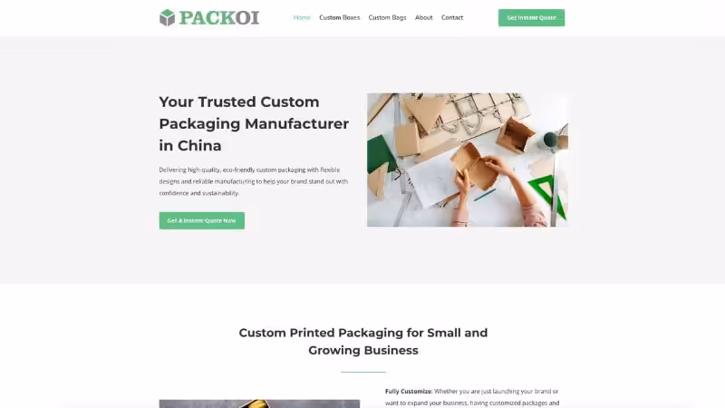 the home page of packoi