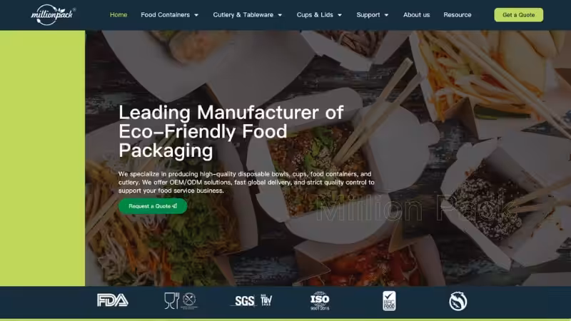 the home page of Ningbo MillionPack