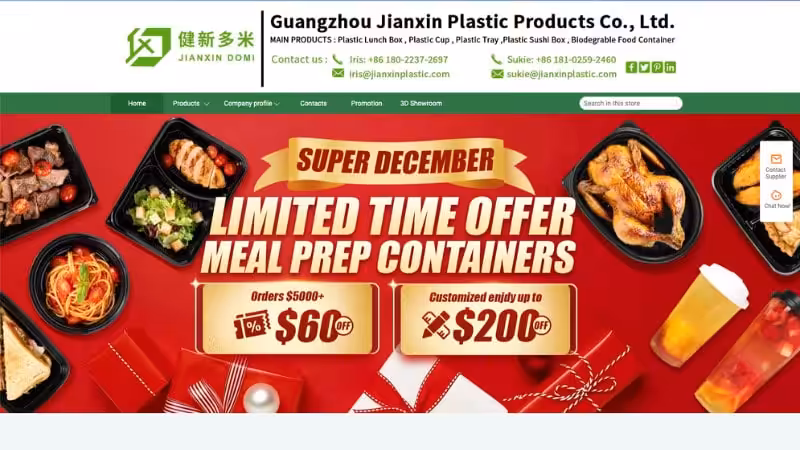 the home page of Guangzhou Jianxin Plastic Products