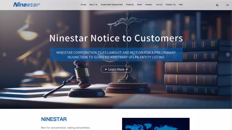 the home page of Shenzhen Nine Star