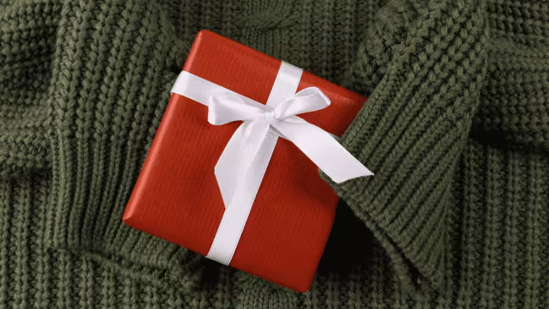 a red cardboard gift box