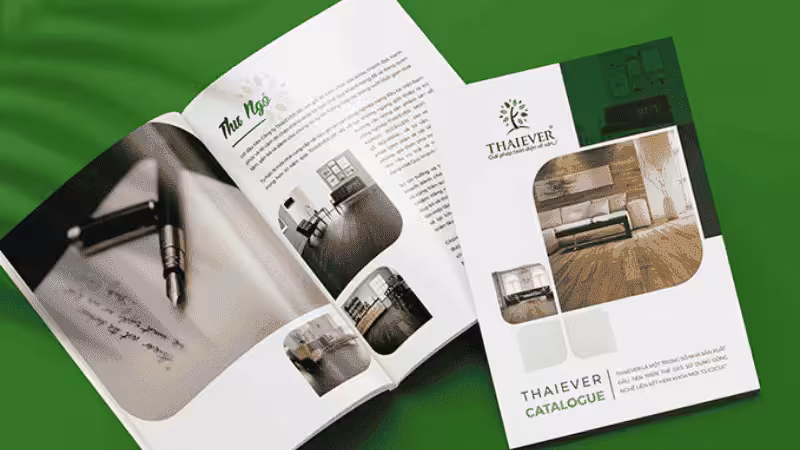 a brochure with varnish coating