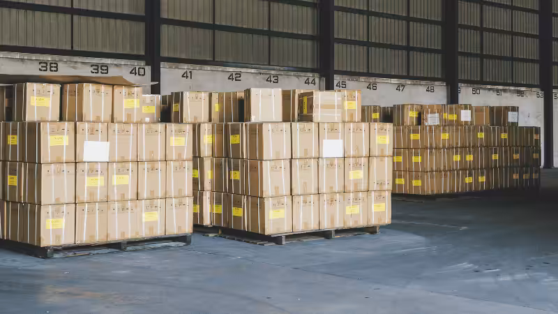 shipping boxes in warehouse