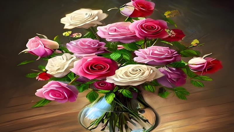 ai generated, roses, vase