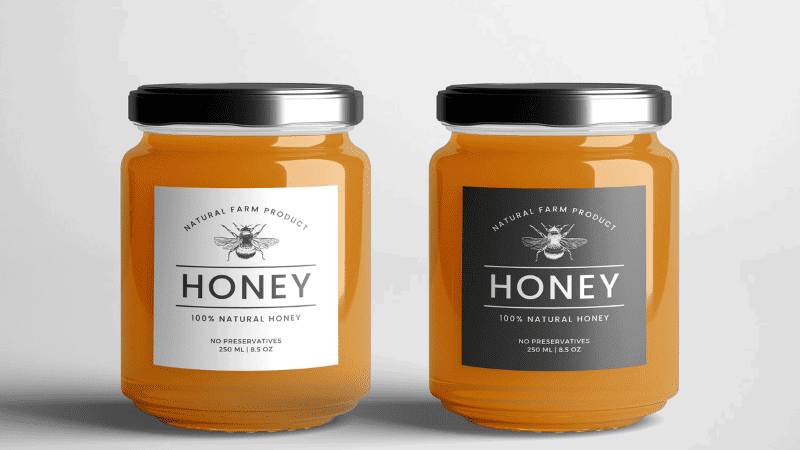 label on a honey bottle