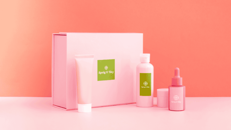different pink product packaging