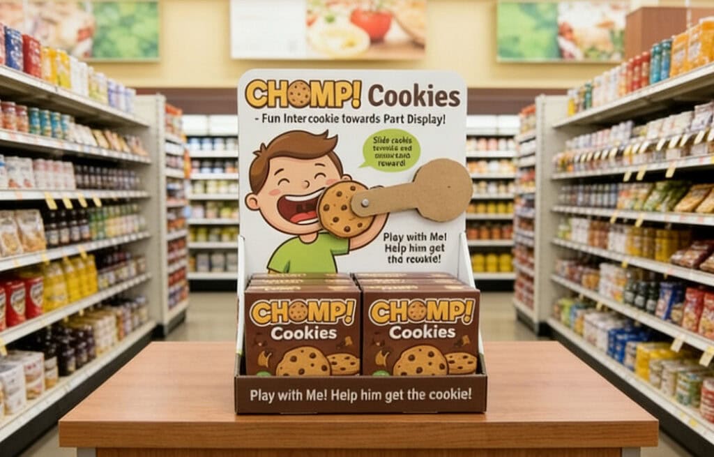 interactive movable part display box with movable arm