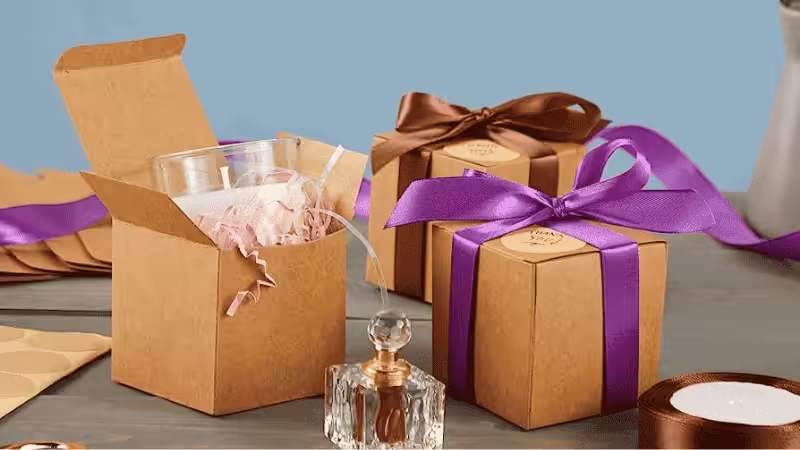 Kraft gift boxes with bow