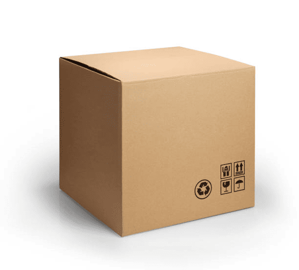 shipping box with labels