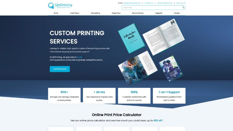 the home page of Shanghai QinQin Printing Company Ltd.