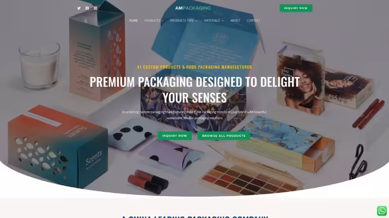 the home page of AM Packaging Company