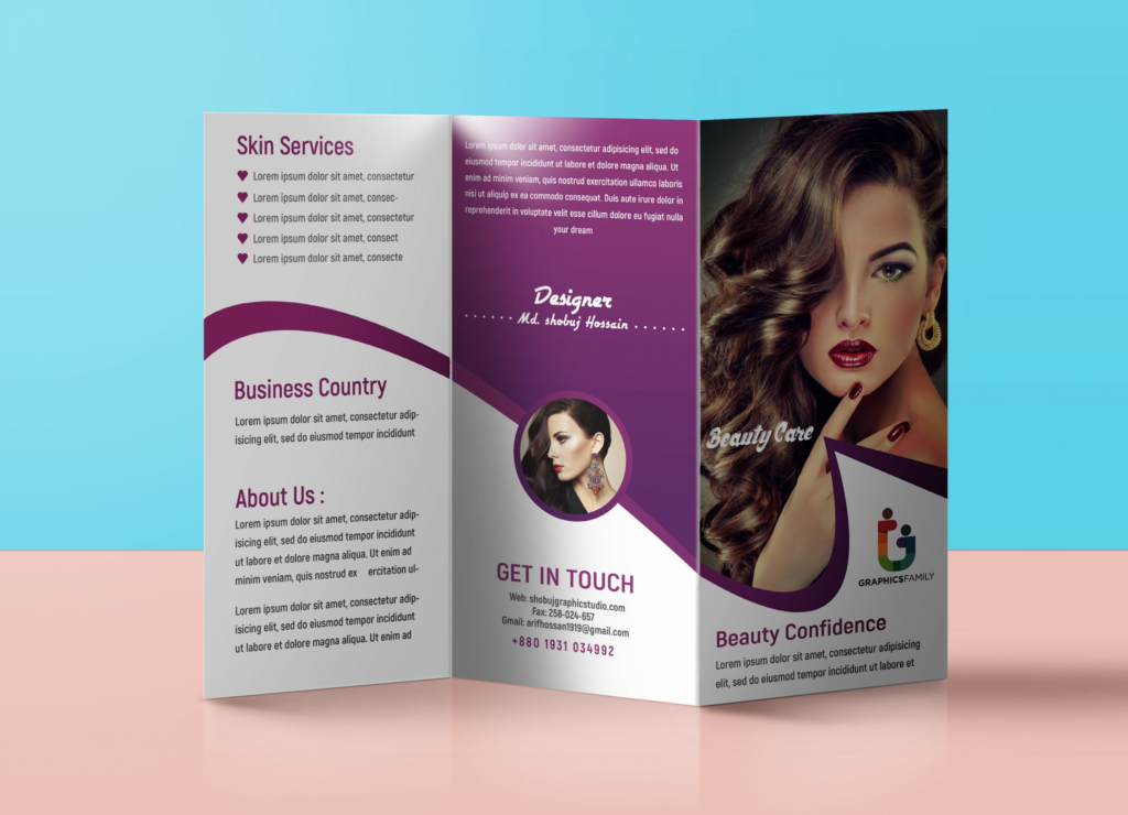 cosmetic brochure with contact