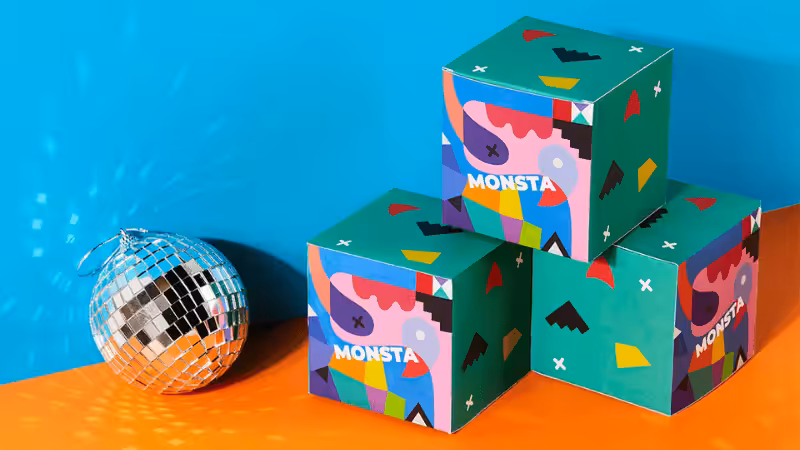 Brightly colored folding cartons