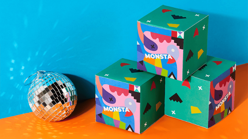 Brightly colored folding cartons