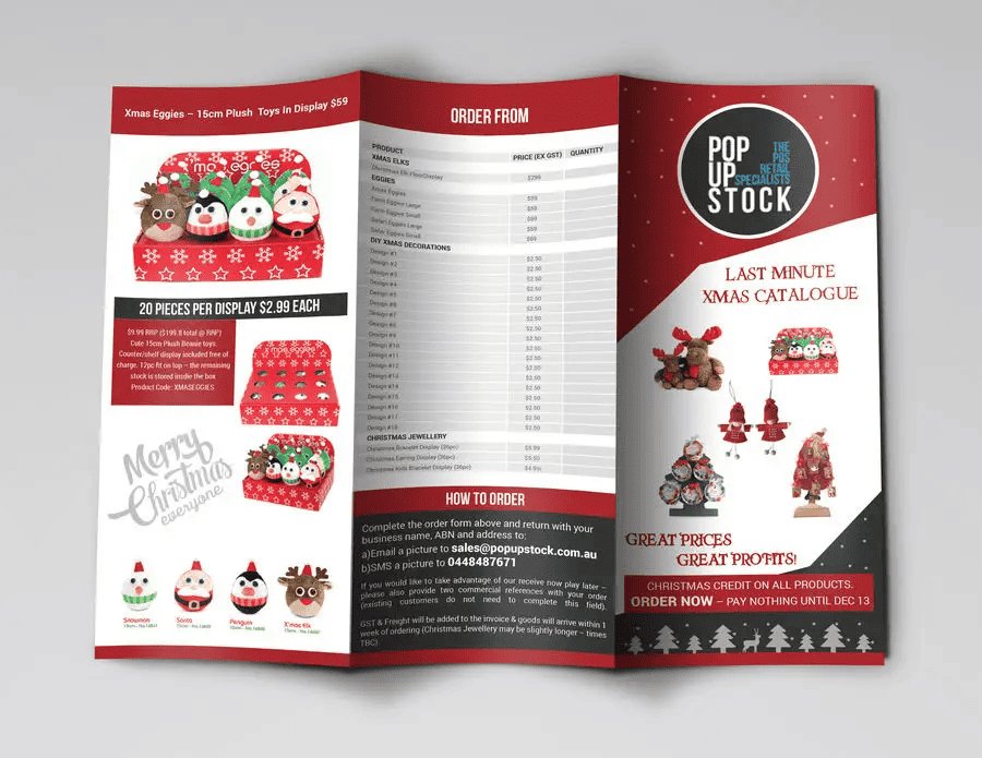 Christmas themed product  booklet