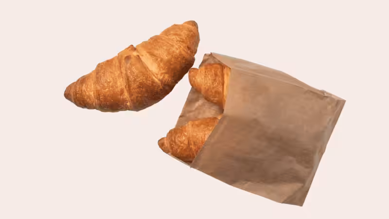 paper food bag within croissant