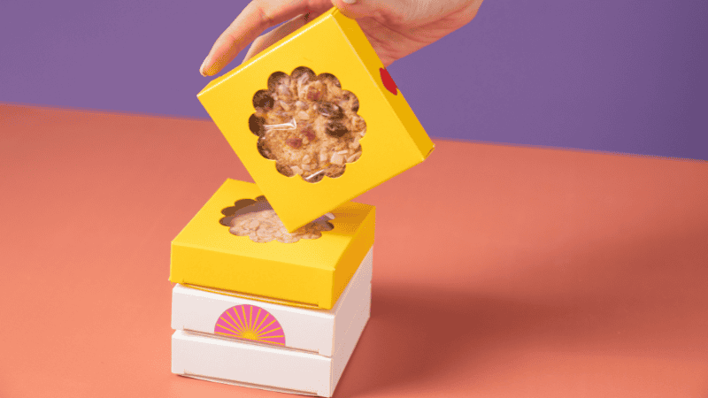 cardboard foo box within cookies