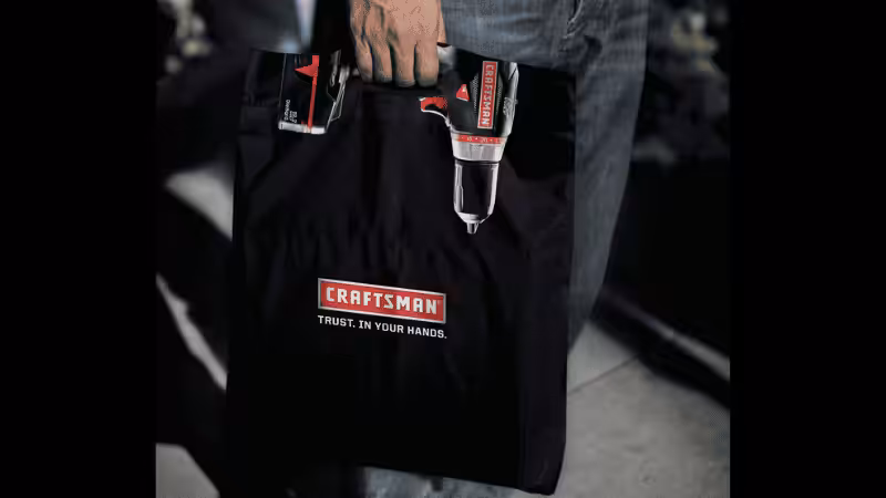a black paper bag from craftsman tools