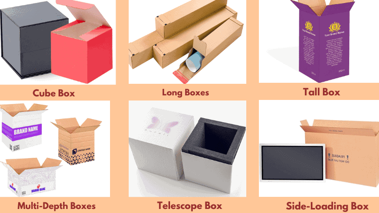 different shipping box sizes and shapes