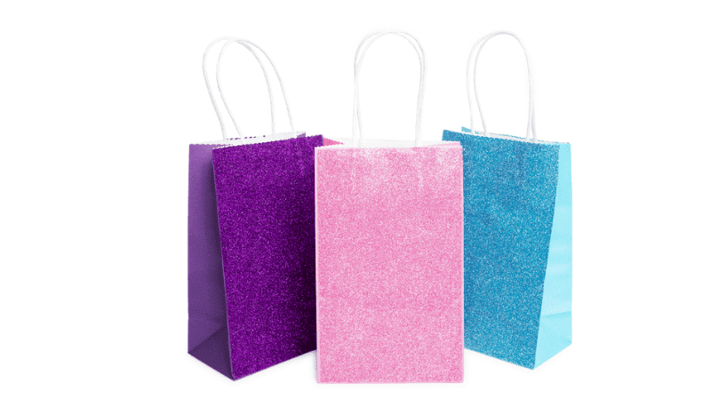 gift bags with glitter
