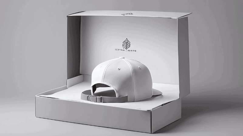 a grey hat in a shipping box