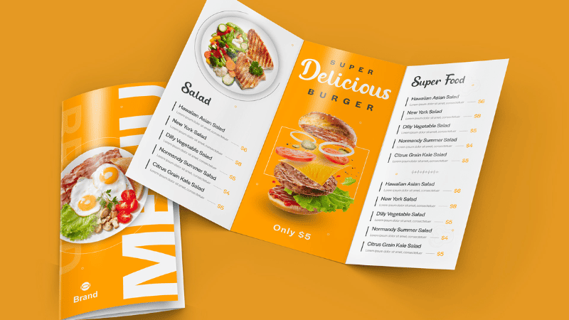 food  trifold brochure design 