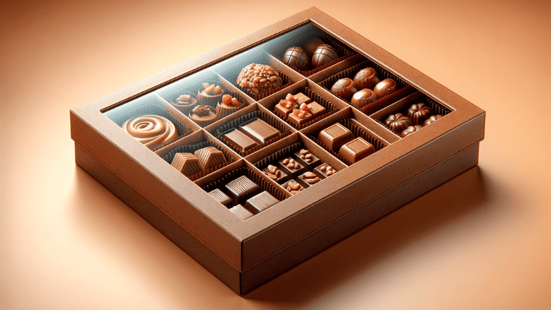 chocolate box with windows