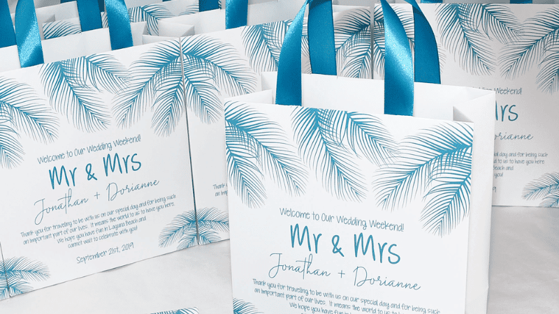 romantic blue weddings bags