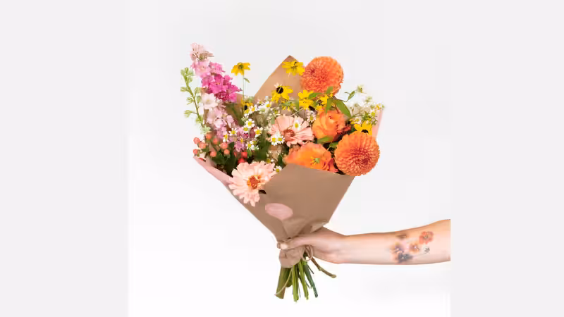 fleur avec du papier d'emballage